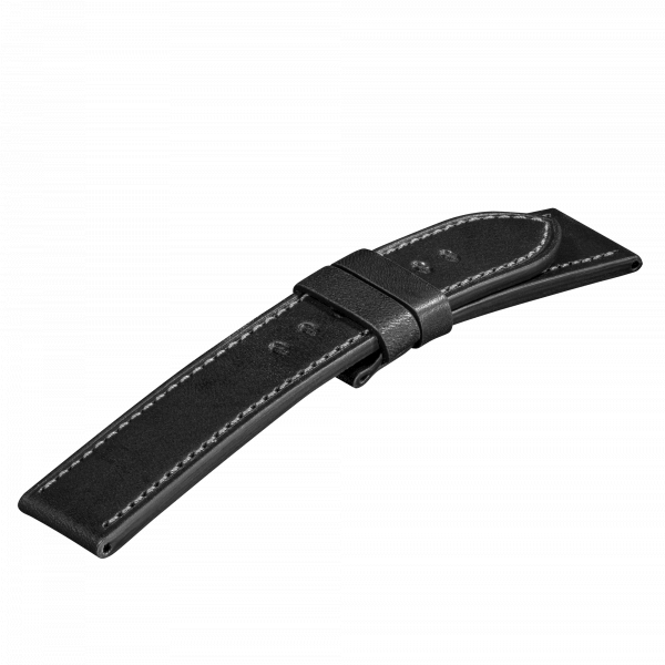 U-Boat Strap 23/22 mm Black Leather White Stitching With Buckle